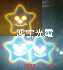 Verres du divertissement 3d de PVC pour l'effet de diffraction de feux d'artifice, d'étoile et de sourire