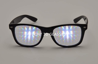 Verres en plastique finaux de diffraction, verres de feux d'artifice d'Eyewear d'éloge de style de voyageur d'arc-en-ciel de l'effet EDM du prisme 3D